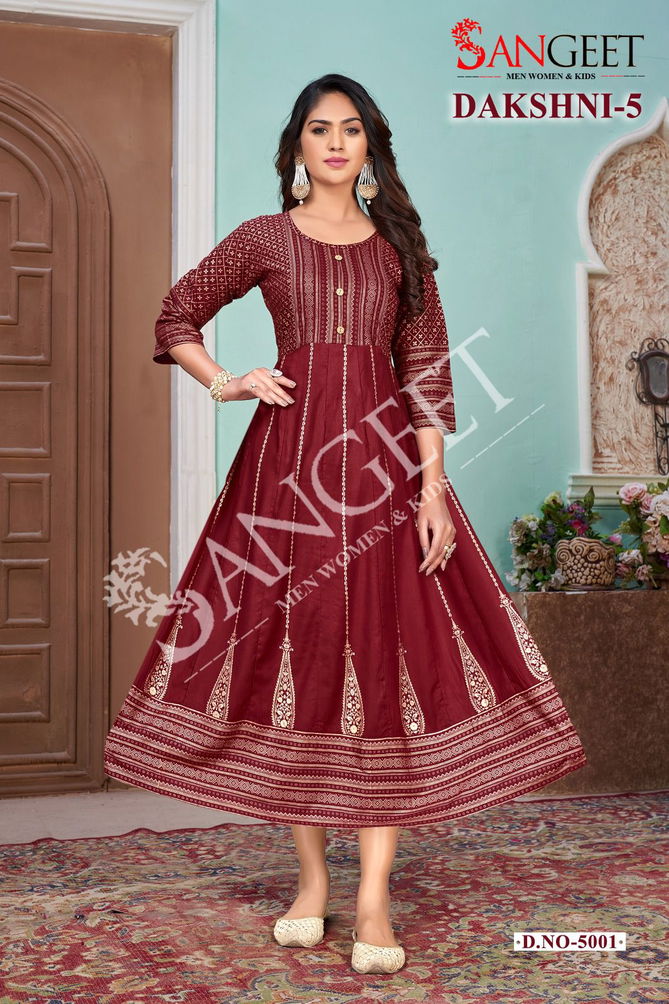 Sangeet Dakshni 5 Long Anarkali Kurtis Catalog